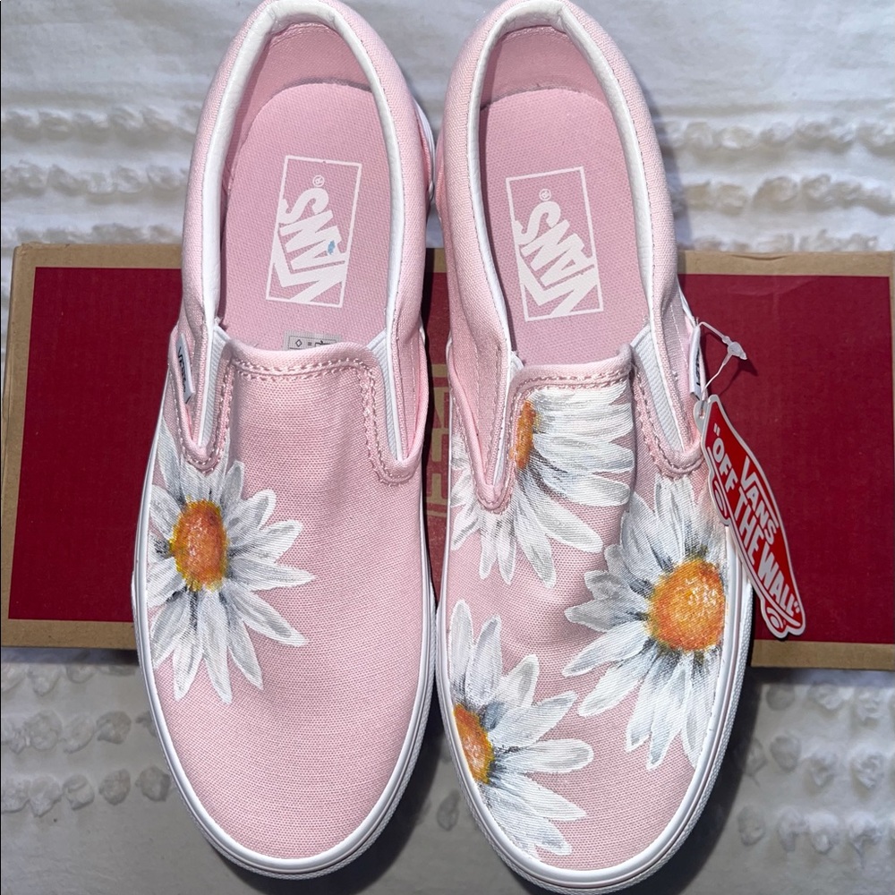 Hand Painted Light Pink Sunflower Vans